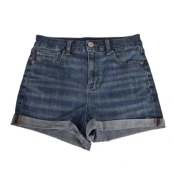American Eagle  Curvy Hi-Rise Shortie Jean Shorts Blue Denim Size 4 - Picture 2 of 9